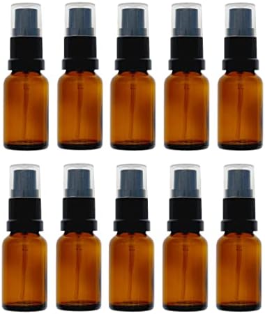Avalon 10ml Amber Brown Glass Bottles with Black Atomiser Spray - Pack of 10 - Refillable, Reusable, Travel Sized - Perfect for Aromatherapy, Perfumes, Essential Oils, Aftershaves, Skincare and More