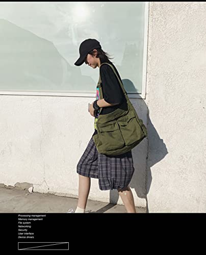 Image of Women Shoulder Bags Canvas Tote Bag Handbag Large Hobo with Pockets Work Bags for Women and Men