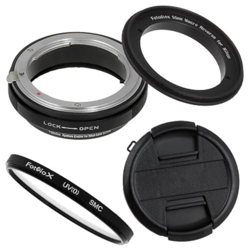 Image of Fotodiox RB2A 55mm Macro Reverse Ring Kit w / Nikon G & DX Lens Aperture Control, Lens Cap & 52mm UV Protector
