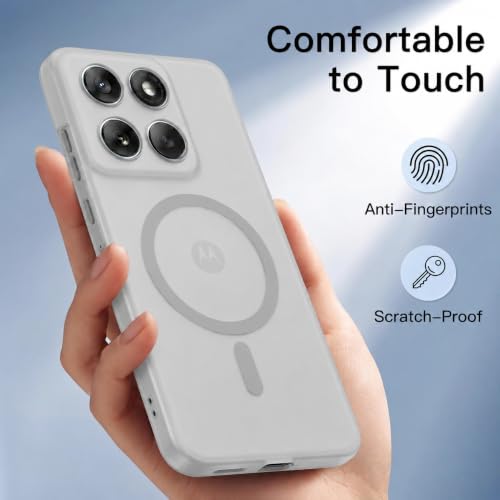 Image of DIZORO Matte Case for Motorola Edge 60 Pro Compatible with MagSafe, Camera Lens Full Protection, Shockproof Translucent Frosted TPU Soft Phone Cover, Anti-Fingerprint (Grey)