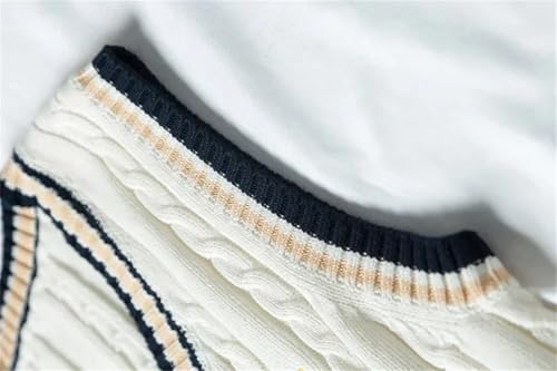 Men Sweater Vest Thicken V-Neck Sleeveless Knitted Sweaters Vests Striped Preppy-Style Chic Loose3