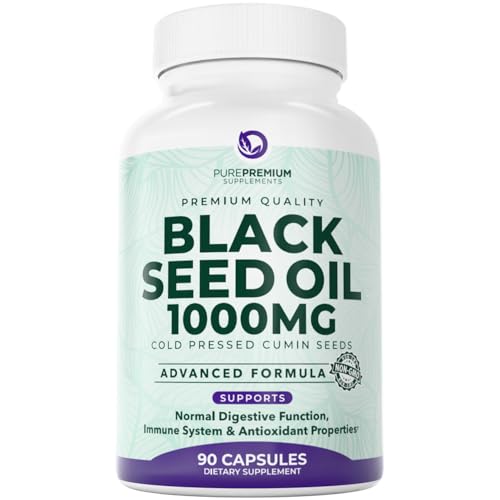 PurePremium Black Seed Oil 500mg - Organic Nigella Sativa Seeds, Cold Pressed Black Cumin Oil Extract - Hair/Skin Supplement for Men/Women - 3 Months