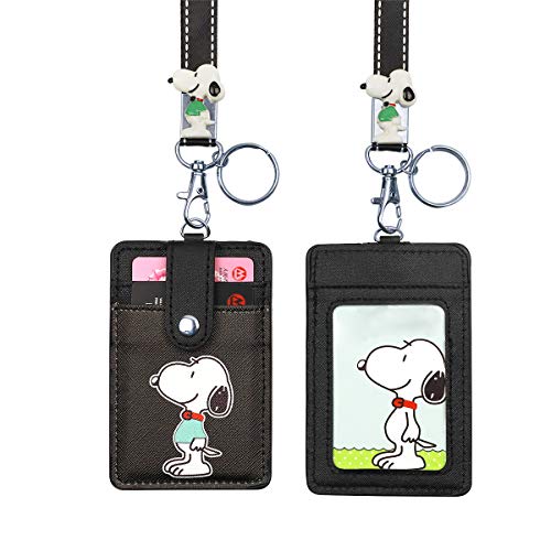 HASFINE ID Badge Holder Cute Credit Card Case Neck Pouch Lanyard with Cartoon Image Keychain for Students Teens Boys Girls Women