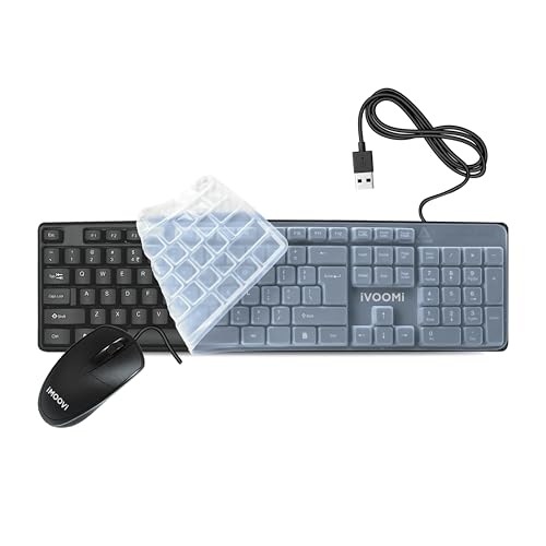Image of iVOOMi Super Wired Keyboard and Mouse Combo, BIS Approved, Full-Size Layout with Numeric Pad, Spill Resistant, Rupee Key, for Win /Mac /Linux, BIS Approved, Included Free Keyskin - 1 Year Warranty