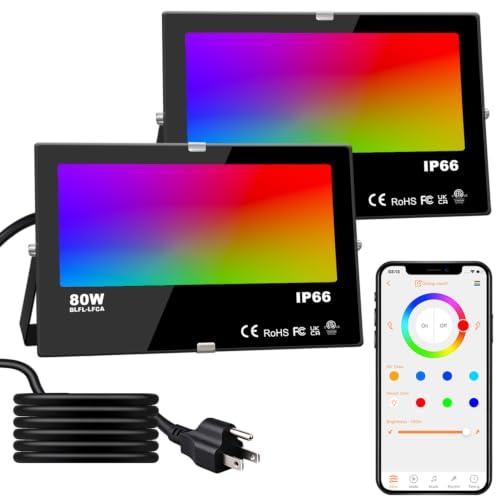 ILC LED Flood Light 80W, 8000LM, Outdoor RGB Color...