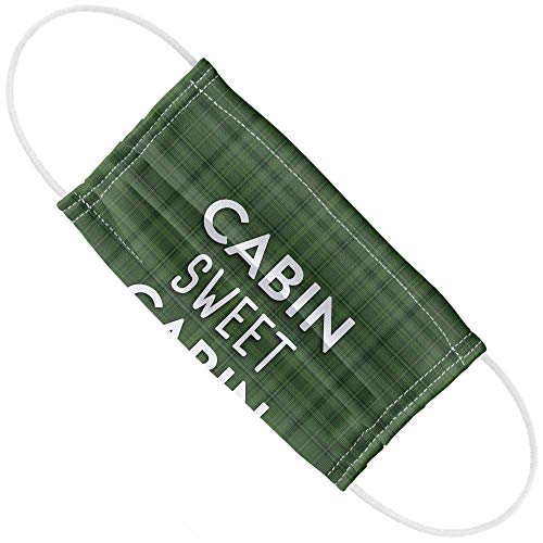 Cabin Sweet Cabin Green Plaid 1-Ply Reusable Face Mask Covering with Adjustable Nose Wire, Unisex
