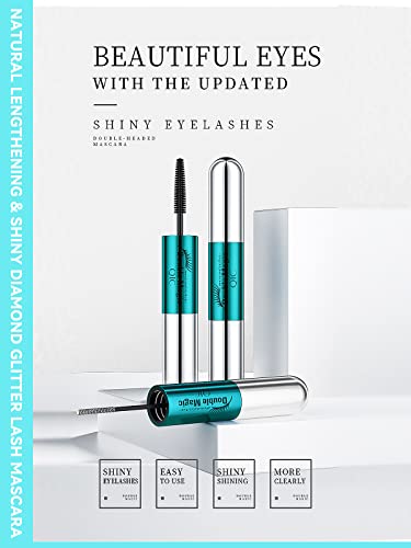 Bslwiasn 4D Silk Fiber Lash Double-Ends Mascara For Longer, Mascara Liquid Lash Extensions For Natural Lengthening&Thickening Effect,Diamond Shinning Mascara Cream Sparkling Top Coat Eyelash Mascara #TOP1