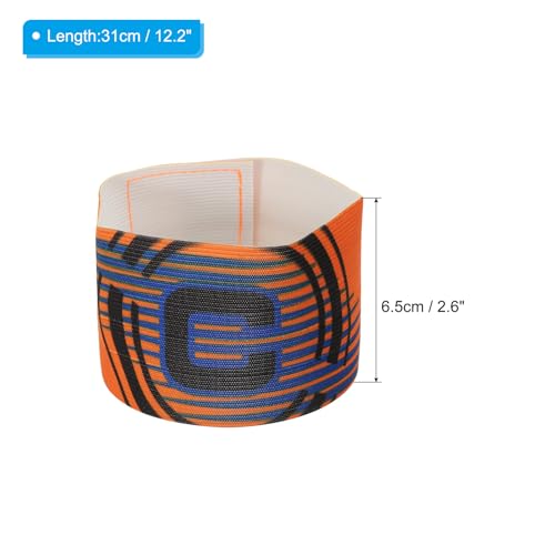 Brazalete de capitán de fútbol PATIKIL ajustable de nylon elástico pack de 3 naranja 2