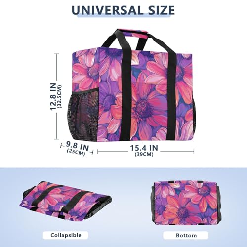 Cantuta Beauty Summer Flowers Utility Bag Reusable Grocery Bags Foldable Beach Tote With Compartments with Handles Laundry Tote Bag3