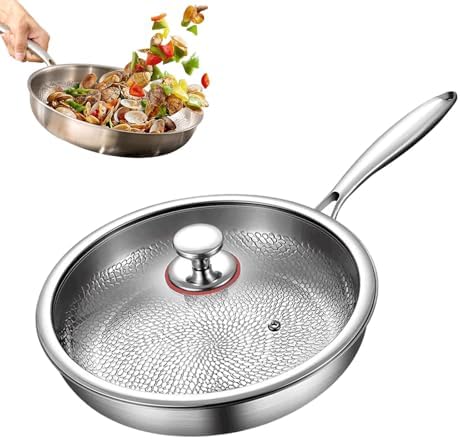 Pro Titanium Non-Stick Frying Pan with Lid, 8-Inch Hammered Design, Durable Cookware for Healthy Cooking, Lightweight and Easy to Clean, Perfect for Home Chefs