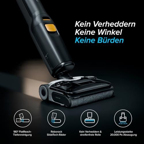 Bild 1 - roborock F25 XT Nass Trockensauger, kabelloser Nass-Trocken-Sauger, 20.000 Pa Staubsauger mit Wischfunktion, 90°C Hochtemperatur Selbstreinigung & Heißluft-Schnelltrocknen, 180° Lie Flat, WLAN