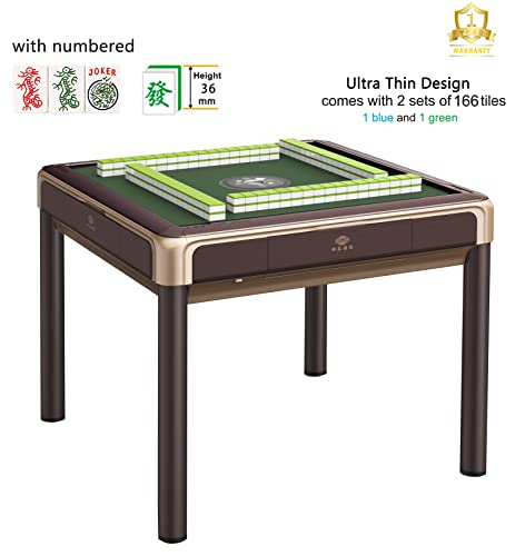 4-Legged Automatic Mahjong Table With 36Mm Numbered Tiles (Green+Blue) Hard Tabletop Cover Chinese/Filipino/American Style All Fit No More Shuffling,More Rounds #TOP1