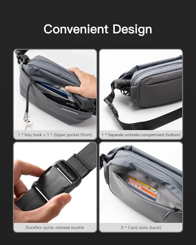 Image of Inateck Sling Bag X, 4L Stylish Crossbody Shoulder Chest Belt Bum Bag with Adjustable Shoulder Strap, Water-Resistant Waist Fanny Pack for Men, Women, Travel, Daily Use, Cycling, Hiking, Dark Grey,L