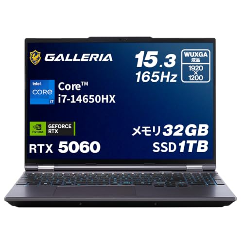 �K�����A �Q�[�~���O�m�[�gPC �y RTX 5060 / Core i7-14650HX / 32GB / 1TB �z GALLERIA NPC7L-R56-G5 Windows 11 Home 15.3�C���` 165Hz ����ҏW �Q�[������ 25256