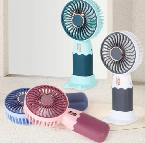 Image of MIRADH Mini Handheld Fan (Upto 2 Hours Running) Rechargeable Battery Operated Portable Fan, Desk Fan, Carry It Anywhere (SKY BLUE)