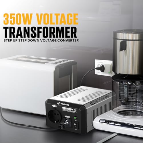 Image of K KRIEGER 350 Watt Voltage Transformer, 110 /120V to 220 /240V Step Up Step Down Converter with AC Outlets, MET Approved Under UL, CSA