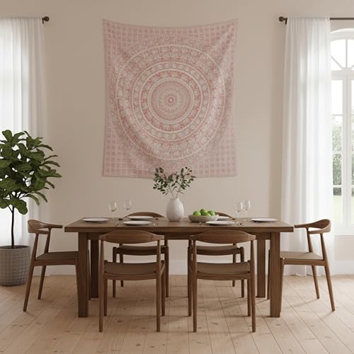 Image of Craft Trade 30x40 Inches Psychedelic Pink Cotton Mandala Ombre Wall Hanging Tapestry