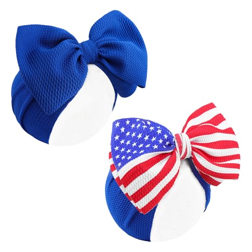 YanJie 7'' 2pcs Baby Girl Headbands 4th of July Independence Day Hair Bands for Kids Toddlers Infants Newborns Girl Outfits