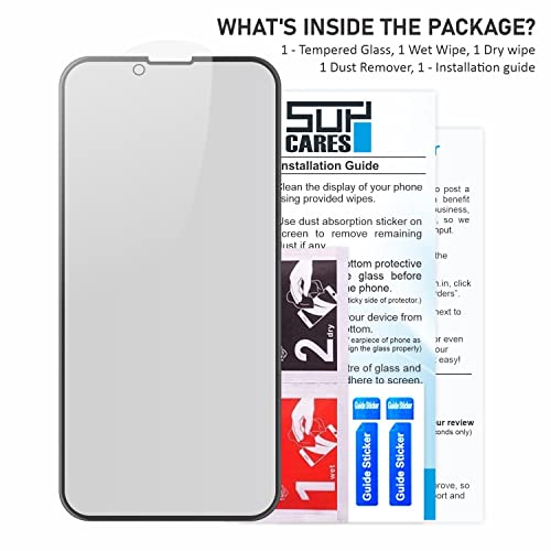 Image of SupCares Privacy Tempered Glass for iPhone 13 Pro Max and iPhone 14 Plus (6.7 Inch) With Installation Kit | Military-Grade Gorilla Screen Protector | Edge to Edge Coverage | Black