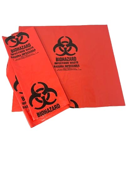 Plasdent PS8653 Biohazard Bags Can Liner 10 Gallon Red 250/Pk