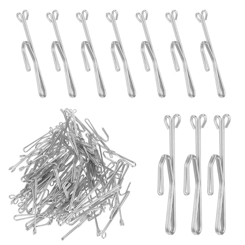 Slip on Drapery Hooks, Metal Curtain Hooks Stainless Steel Drapery Pins and Hook, Door Curtain Hangers for Window Curtain Door Curtain and Bathroom Curtain (Silver,70 Pieces)