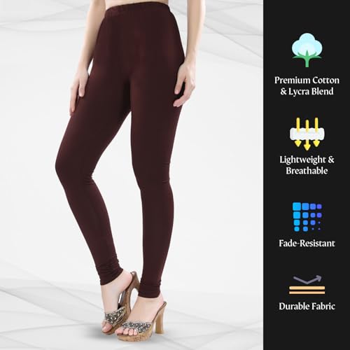 Image of TRASA Ultra Soft Cotton 4 Way Stretchable Churidar Solid Regular and Plus 20 Colours Leggings for Womens and Girls -Sizes :-M, L, XL, 2XL, 3XL, 4XL, 5XL, 6XL