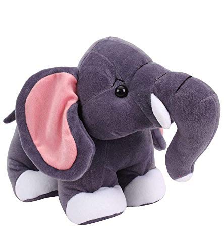 Image of Inky Ponky Stuffs 30Cm | Soft Elephant Stuffed Toy | Grey with Pink Ears, Plush Material | Cute Animal Theme for Kids