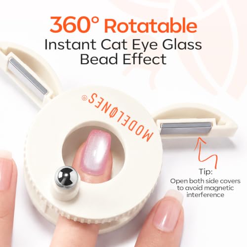 Image of Modelones Cat Eye Magnet for Gel Polish 5D Cat Eye Nail Magnet 3-in-1 Magnetic Nail Tool 360 Rotating Glass Bead Side-Light Effect for Velvet French Galaxy DIY Nail Art Designs