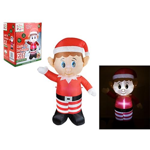 Image of PMS Elves Behaving Badly Light Up Inflatable Elf Christmas Decoration Electric Fan Operated Indoor Outdoor Use 150cm