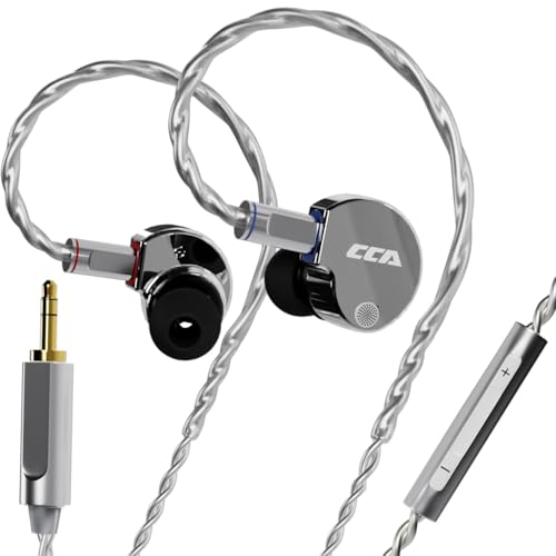 Image of CCA Phoenix Dual Magnet Dynamic Driver IEMs, 10mm LCP Diaphragm, Harman-Tuned, Silver-Plated Detachable Cable, Wired in-Ear Monitors for Studio, Stage & Everyday Listening (Phoenix (Silver-3.5-Mic))