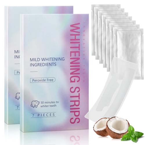 28 Stück Teeth Whitening Strips, Zahnaufhellung Whitening Strips, 14-Paar Zahnaufhellungsstreifen, Bleaching Zähne, Peroxidfrei Zahnbleaching - Zahnschonend, Schnelles Entfernen Flecken