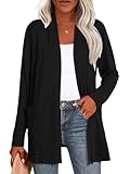 Anymiss Womens Long Sleeve Cardigans Open Front Jacket Plus Size Lightweight Kimono Black Medium