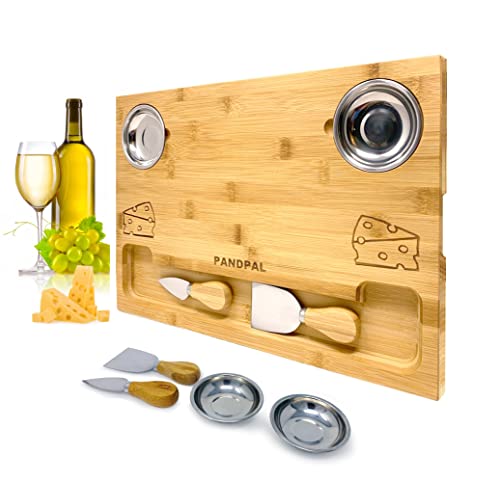 Charcuterie Serving Tray Set with Bamboo Cheese Board - Perfect for Food Presentation