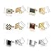 wynameleri Cufflink 12 Pairs, Classic Fashion Men's Cuff Links Silver-Tone Gold-Tone Black for Business Wedding Party Gift Box T0212014