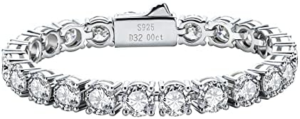 Aunclub 24ct Moissanite Tennis Bracelet 14K Gold Plated Sterling Silver Round Cut 6.5MM D Color VVS1 Moissanites Diamond Classic Bracelets for Women Men(6.5in)