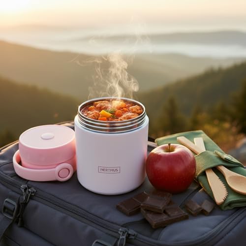Termo para comidas con cubiertos de bambú para comer sano en la oficina 2