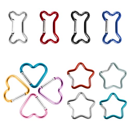 12 Pcs Heart Carabiner Cute Clip Set,Alloy Star Carabiner in 4 Shaped,Heart Keychain Clip Small Carabiners Key Clips for Keychains Backpacks Dog Leash Water Bottle Holder Traveling