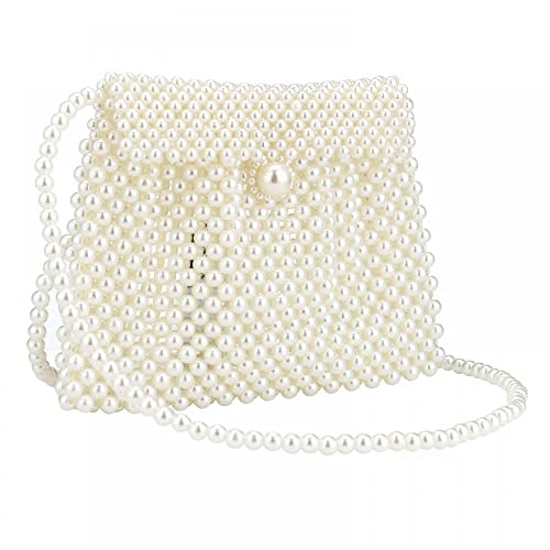 Sac à main pour femme avec perles blanches Jessie | Élégance artisanale faite main