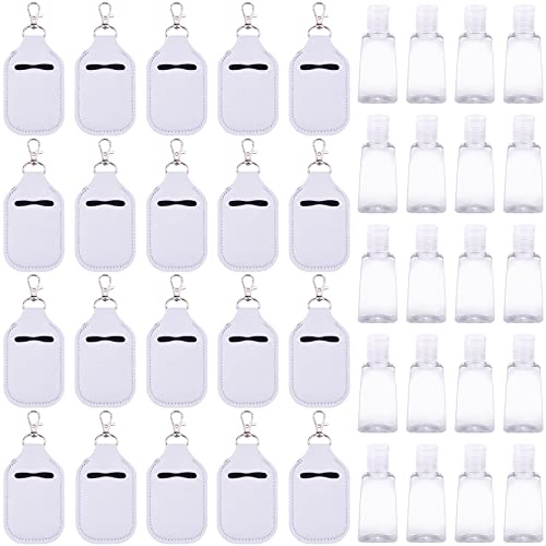 Duufin 40 Pieces Hand Sanitizer Keychain Holders Set with 20 Pieces Hand Sanitizer Holder and 20 Pieces Empty Travel Bottles