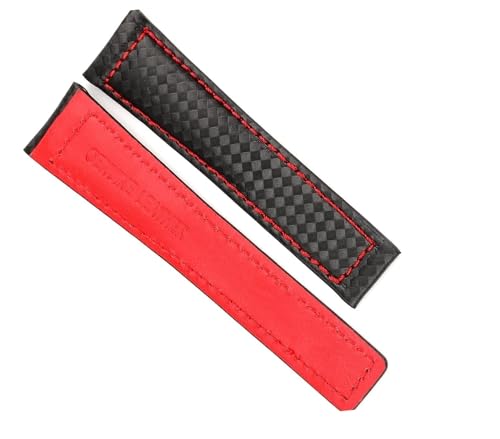 Bracelet de montre fibre de carbone et cuir rouge pour sublimer votre montre au quotidien