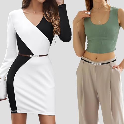 Image of JASGOOD Leather Skinny Belts for Women Plus Size Ladies Thin Waist Belts Adjustable for Jeans Pants Dresses with Gold Buckle