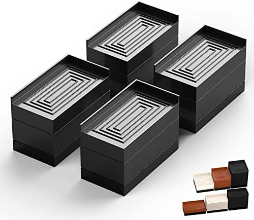 Furniture Risers, Tclouda Bed/Sofa/Desk/Table/Chair Leg/Fridge Lifts to 1.5, 3 and 4 in, Rectangle Adjustable Risers Blocks for Extenders, Heavy Duty Supports Up to 1300 Lbs, 3 in-Black-Rectangle