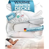 Glückstoff® Winterdecke aus Federn und Daunen 135x200cm [Zertifiziert in Deutschland] - Dicke Bettdecke Winter Waschbar - Warme Daunendecke Allergiker - Schlafdecke Zudecke - Decke Extra Warm - Duvet