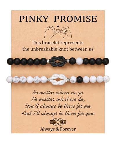 UNGENT THEM Pinky Promise Forever Knot Couples Bracelets Anniversary Christmas Valentines I Love You Gifts for Boyfriend Girlfriend Him Her