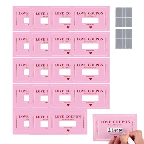Cupones de San Valentín: 20 notas románticas, cupones de amor para rascar citas de parejas para regalar, tarjetas de amor navideñas, diversión de relaciones con diseño lúdico, juego romántico para nov