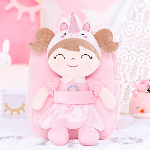 Image of Gloveleya Back to School Gifts for Girls Toddler Backpack Kids Backpack soft unicorn Girl Doll Backpacks pink 9 inch