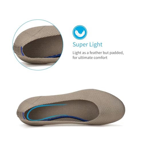 Image of Frank Mully Women's Ballet Flat Shoes Knit Dress Shoes Round Toe Slip On Ballerina Flats for Woman Low Wedge Comfort Soft