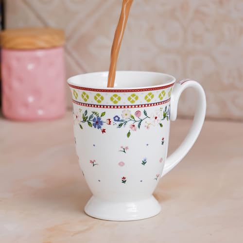Image of Clay Craft x Magique by The Wishing Chair : Indian Summer - Coffee Mug | 300 ml | Handcrafted Floral Cup | Elegant Lightweight Coffee Mug | Microwave & Dishwasher Safe | Milk Mug