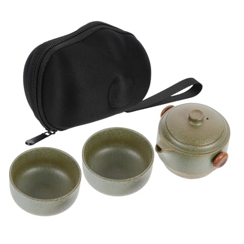 CHICAMPERA ポータブル収納バッグ付きカンフーティーポット ティーカップ 携帯便利な旅行用セラミック茶器 杯壺構成 家やアウトドアでの茶道