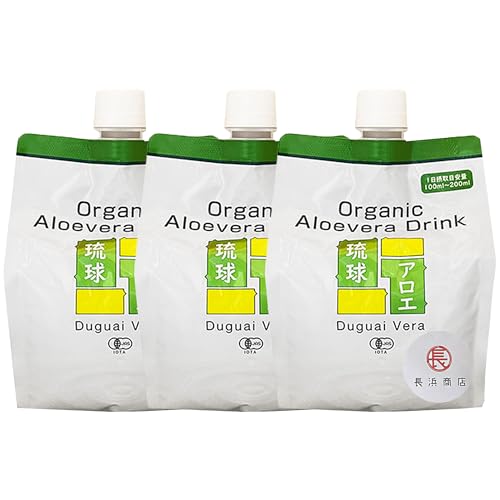 長浜商店 アロエジュース 沖縄 アロエベラ 1000ml 無添加・無農薬 JAS有機認証 (3袋)